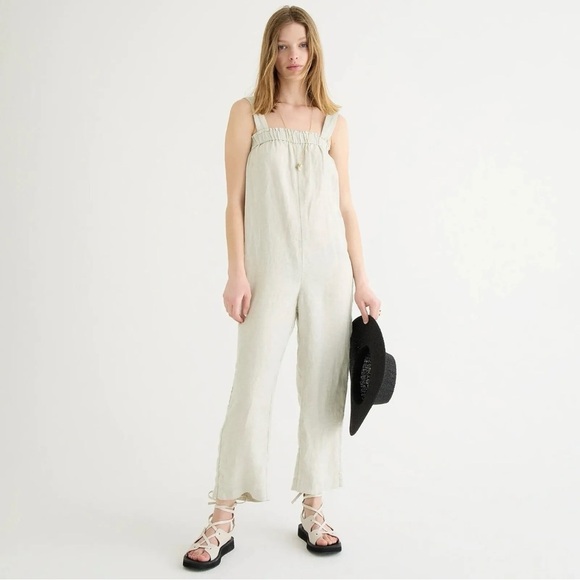 J. Crew Relaxed 100% Linen Jumpsuit Womens Size S - Picture 1 of 13